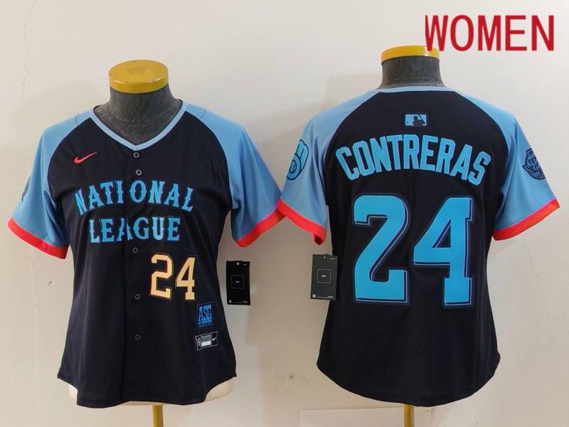 Women Milwaukee Brewers #24 Contreras Blue All star 2024 Nike MLB Jersey style 4